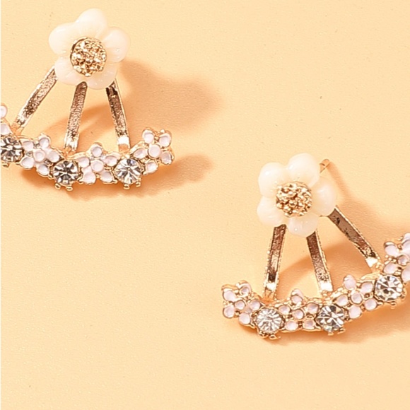 1pair Rhinestone Floral Ear Jacket - Picture 2 of 4